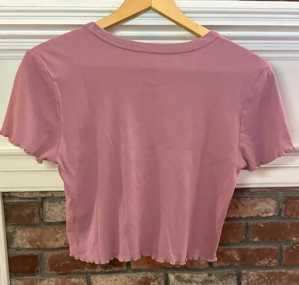 Pacific Sunwear PS/LA Mauve Pink Graphic Crop Top Tee - Image 3