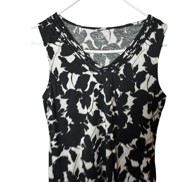 LOFT Women's Sleeveless Black and White Blouse Sz XS - Image 2