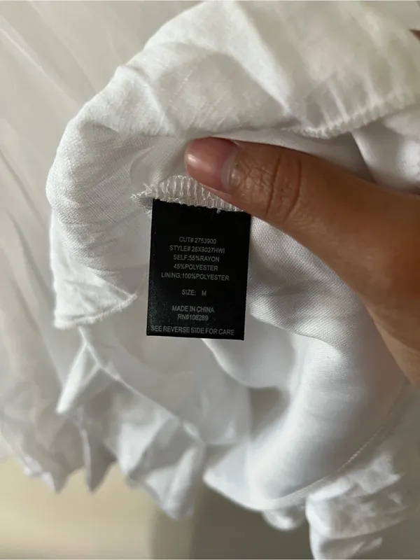 Trixxi White Puff Sleeve Wrap Mini Dress Medium Coastal European Summer Beach - Image 6