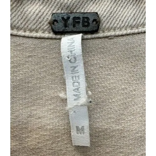 YFB Young Fabulous & Broke Tan Khaki Utility Jumpsuit Short Sleeve Button Up M - Image 3