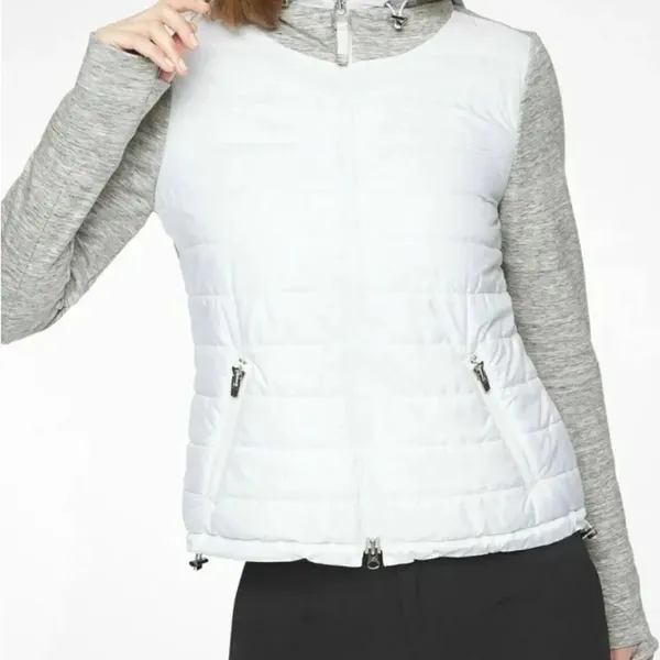Athleta Women’s cozier primaloft insulated white gray hoodie jacket size S - Image 2