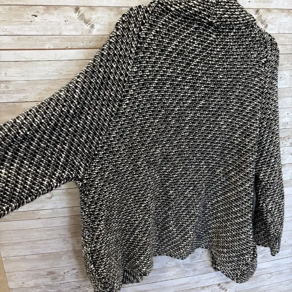 Zara Knit Womens M Open Cardigan Sweater Black & White Chunky Grandma Core - Image 7