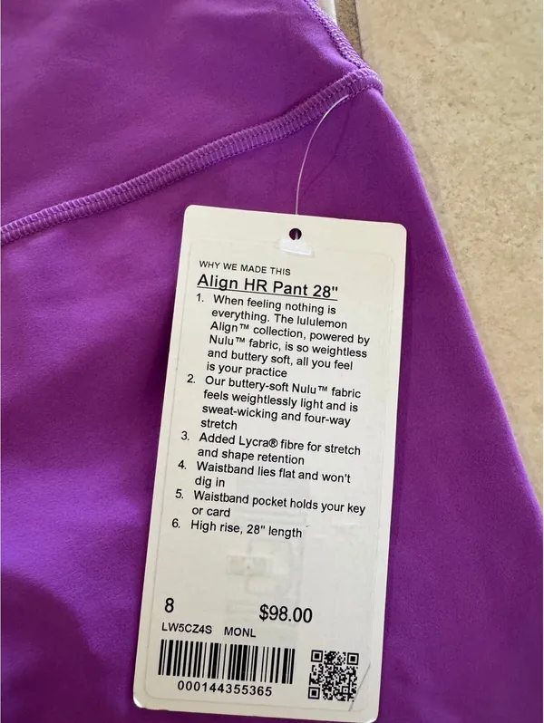 Lululemon Align High Rise 28” Moonlit Magenta Size 8 NWT - Image 5