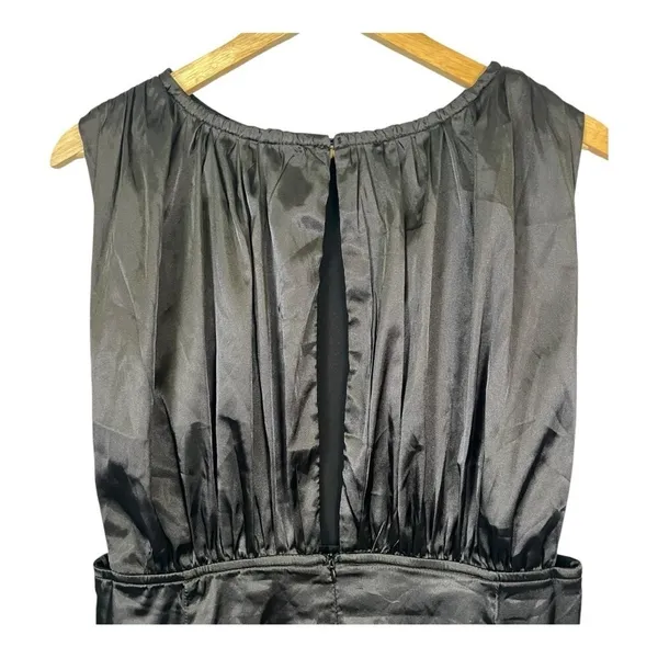 Lena Satin Midi Dress Womens Large Black‎ Open Back Sleeveless Cocktail Sleek - Image 11
