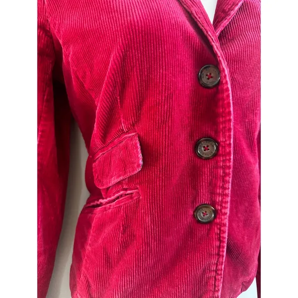 American Eagle Outfitters Red Corduroy Blazer Jacket Stretch Cotton‎ Small P S/P - Image 2