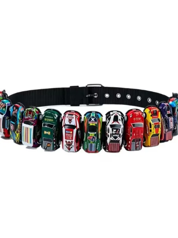 Unisex 3D Racing Car Belt Y2K Punk Streetwear Black 41" New - Image 5