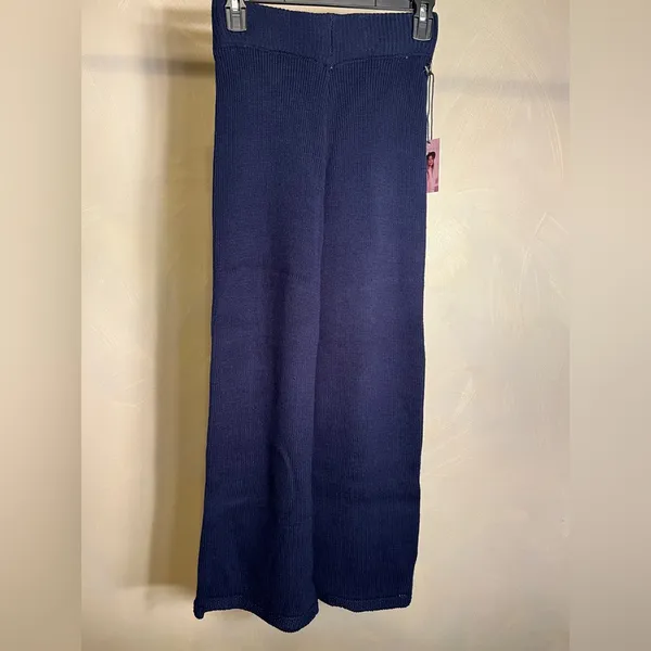 Sincerely Jules Women’s 2Pc Navy Knit Sweater Set,Vest+Wide/Flare leg Pants|SZ:S - Image 6
