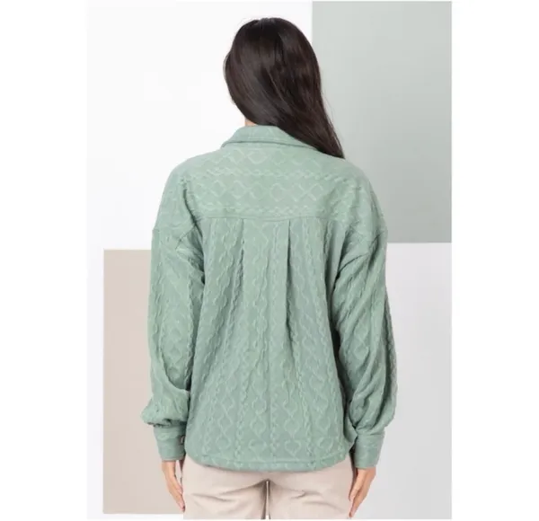 New In Women’s Cable Knit Shacket Green - Image 4