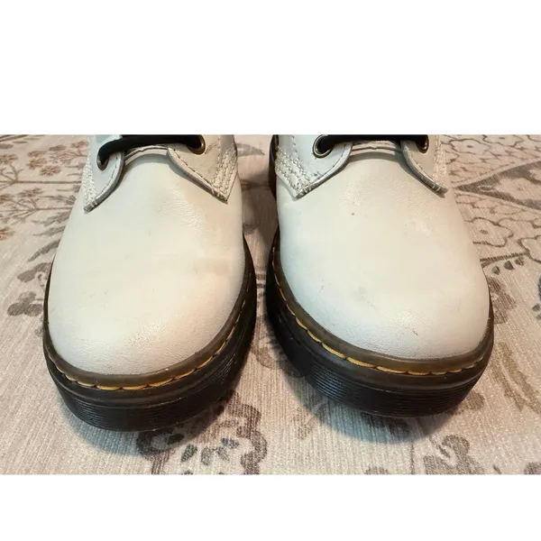 Dr. Martens White Leather Zavala Combat Boots Women's 6 Men's 5 - Image 5