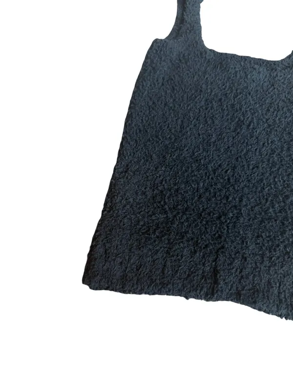 Skims Cozy Knit Fuzzy Teddy Sherpa Tank Top Black Onyx Stretch Size XS Women's - Image 10