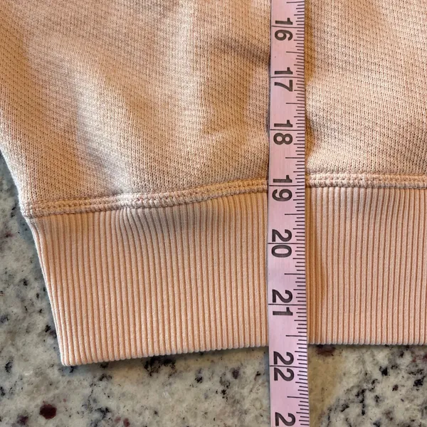 American Eagle Henley Sweatshirt Womens Small Peach‎ Relaxed Waffle Knit Cropped - Image 7