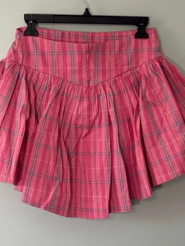 Maeve X-Large Skirt Anthropologie Basque Waist Flirty Mini Pink Combo plaid NWT - Image 4
