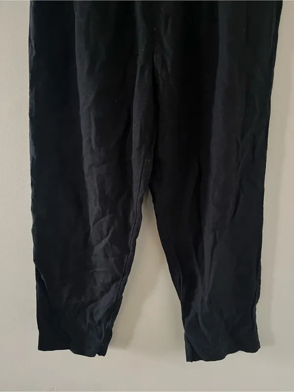 Loft Black Linen Blend High Rise Straight Leg Pants Medium Coastal Minimalist - Image 4