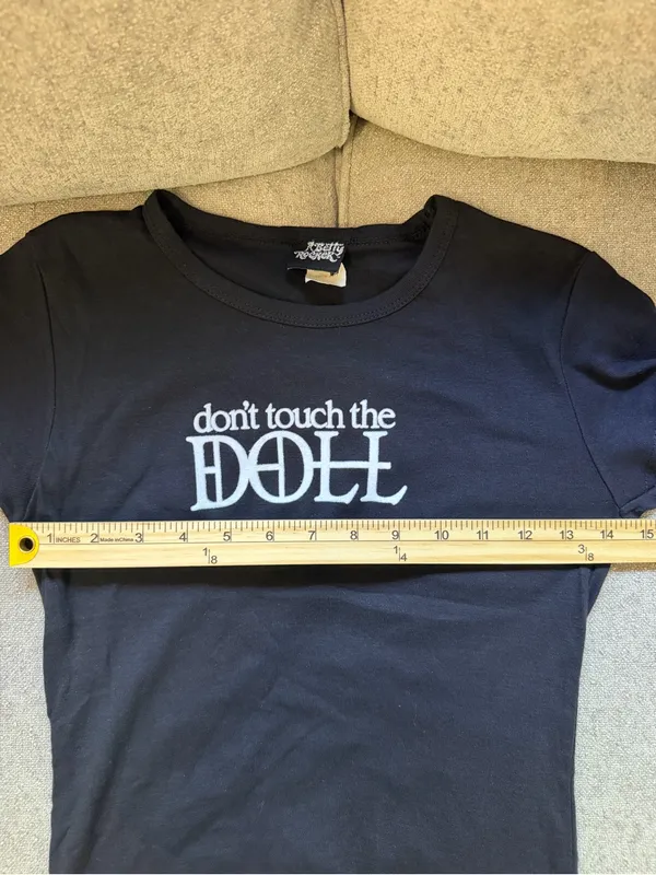 Vintage Betty Rocker Don’t Touch the Doll Y2K Baby Tee Black Small - Image 6