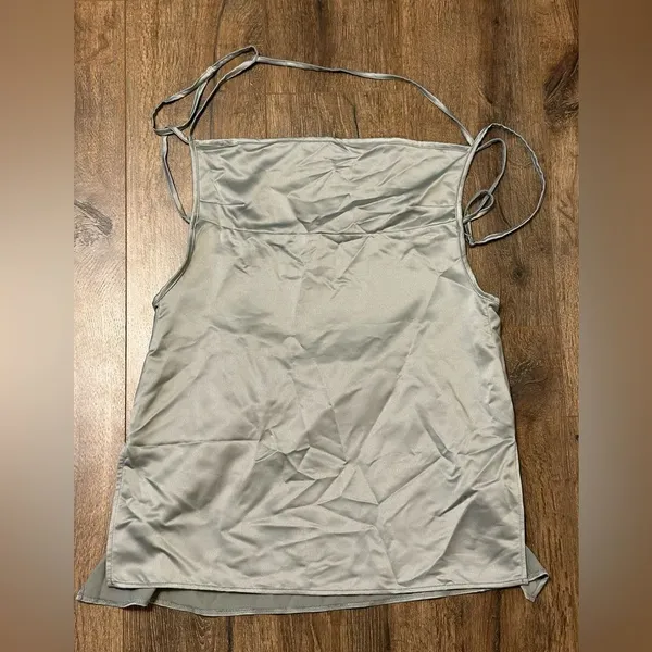 ASOS AsYou Strappy Backless Satin Mini Dress in Light Olive - Image 8
