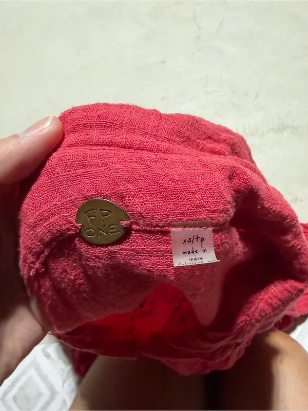 Free people FP one Red Button-Front Textured daydream Shirt XS - Image 7