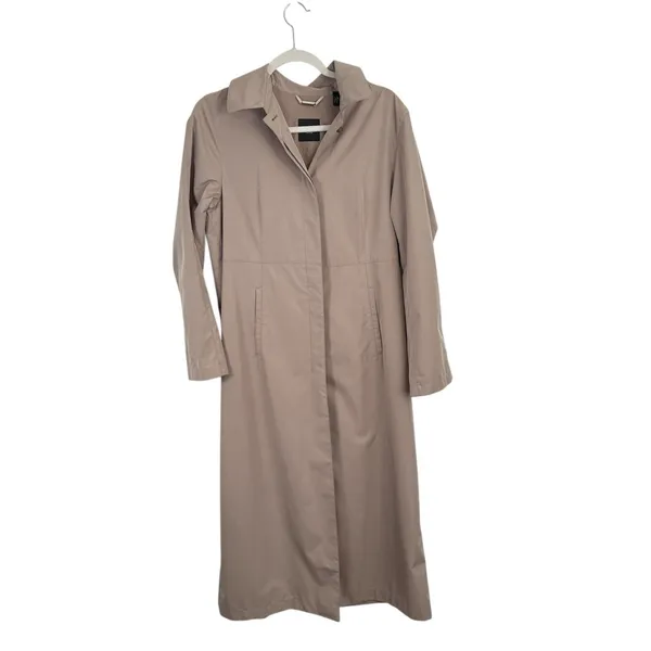 Sanyo‎ New York Beige Trench Lightweight Over Coat Hooded Pockets Womens Medium? - Image 2