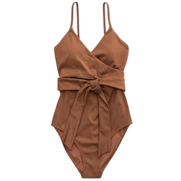 Aerie One Piece Shine Pique Wrap Swimsuit Cut Out Full Coverage Size Small NWT - Image 3