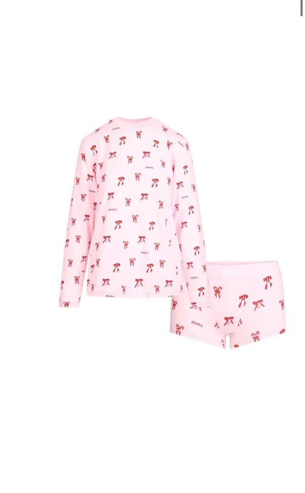 NWT Skims Boyfriend Long Sleeve T-Shirt and Short Boxer Set - Image 2