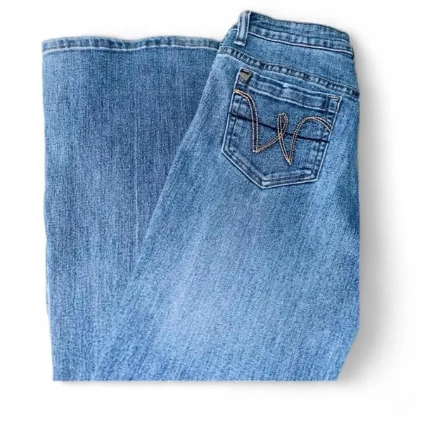 Y2K Medium Wash Blue Denim Flare Jeans Vintage Wet Seal Boot Cut Flares 4/6 - Image 3
