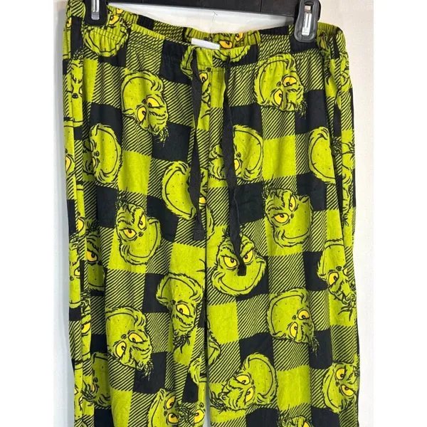 Dr. Seuss The Grinch Plaid Christmas 2‎ piece Pajama Set Women's Medium NWT - Image 10