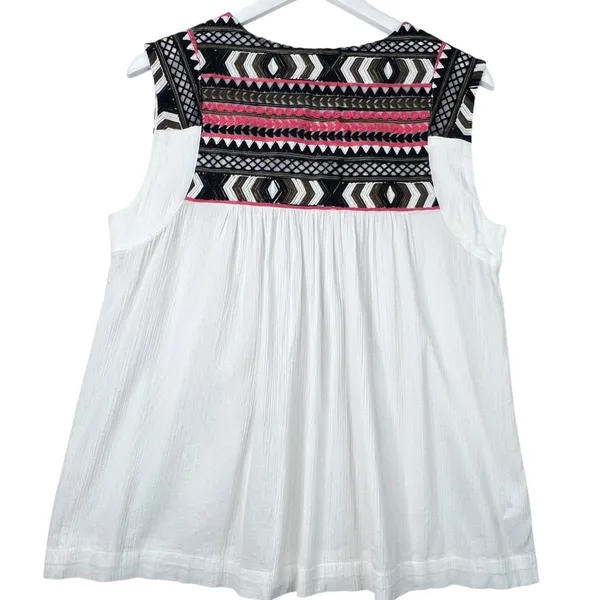 Country Road Bohemian Embroidered Sleeveless Blouse Boho Southwestern‎ Top, Sz S - Image 2