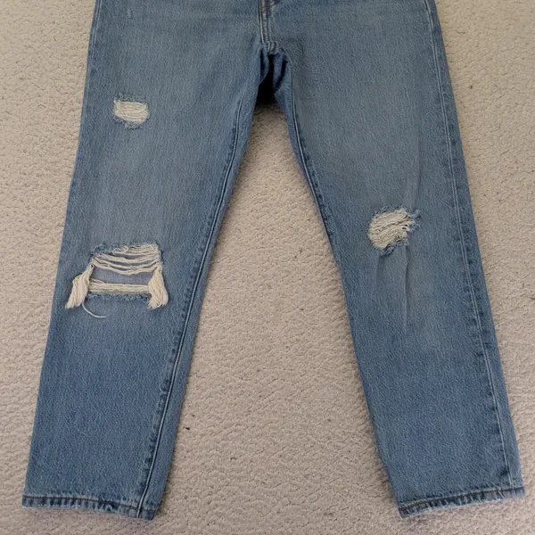 Levis 501 Original Womens High Rise Straight Leg Distressed Jeans‎ Blue W27 L26 - Image 8
