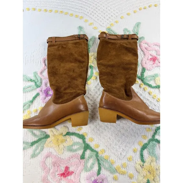 Zodiac‎ USA Women's Brown Suede Leather Tall Boots Size 8 M - Image 3
