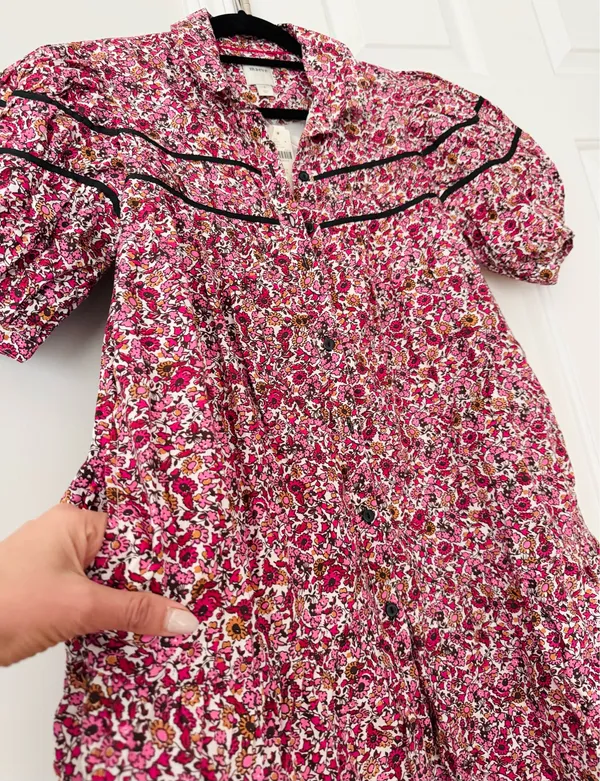 Anthropologie Maeve The Leandra Shirred Yoke Button Front Mini Dress, Size S - Image 10