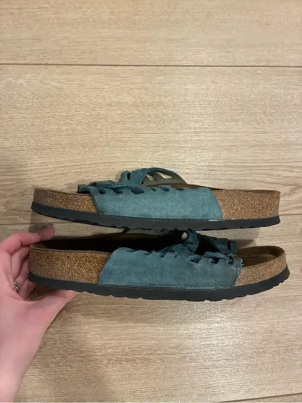 Birkenstock Women’s Granada Leather Teal Slip On Sandal Size 37/6 US - Image 2