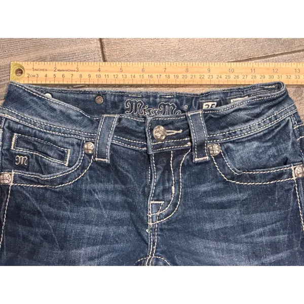 Miss Me Angel‎ Wings Cross Bling Distressed Denim Low Rise Y2K Bermuda Shorts 25 - Image 5