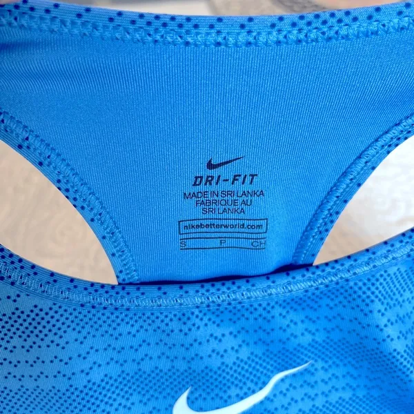 Nike Dri Fit Sports Bra Blue Print Athletic Running Womens Small - Image 3