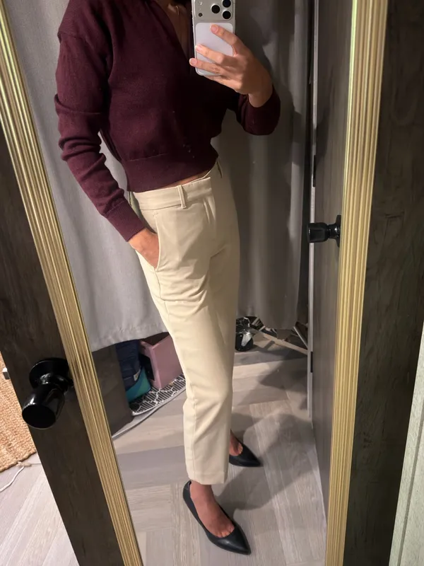 Club Monaco Mid Rise Slim Cropped Dress Pants in Natural Tan Size 00 Regular - Image 2