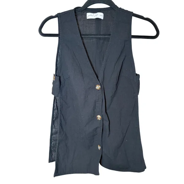 Petal & Pup Miller Sleeveless Tank Open Side Shirt Cotton Black‎ Size XS - Image 2