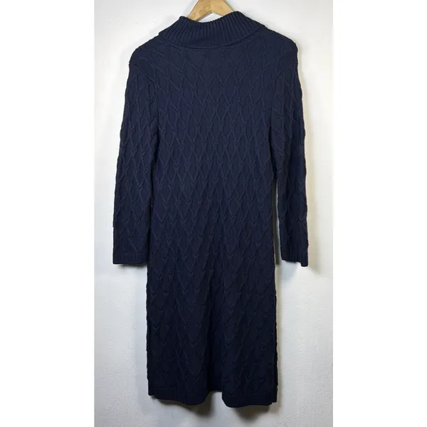 Calvin Klein Black cable knit Sweater Dress Women’s XL wrap lagenlook cottage - Image 7