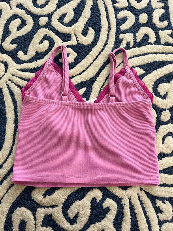 Tillys Pink Lace Tank Top - Image 2