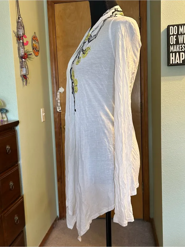 Romeo and Juliet couture white flowering branch design open front cardigan M - Image 4