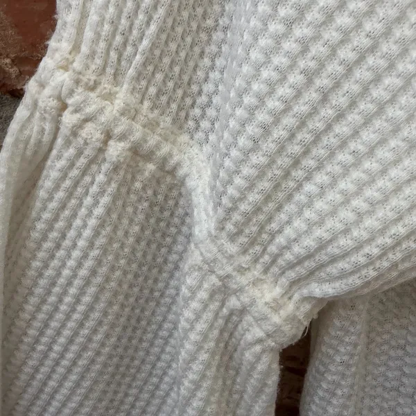 We The Free Waffle Knit Bell Sleeve Top Size Small Casual Boho Minimalist - Image 2