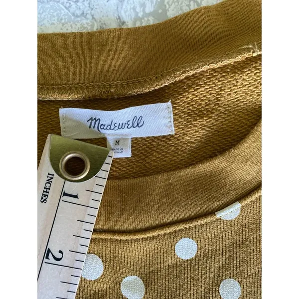Madewell Banded Long Sleeve Crewneck Pullover Sweatshirt in Inkwell Dots Sz M - Image 4
