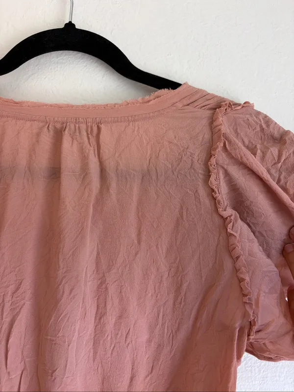 Banana republic silk dress flutter sleeve ruffle ladylike demure - Image 9