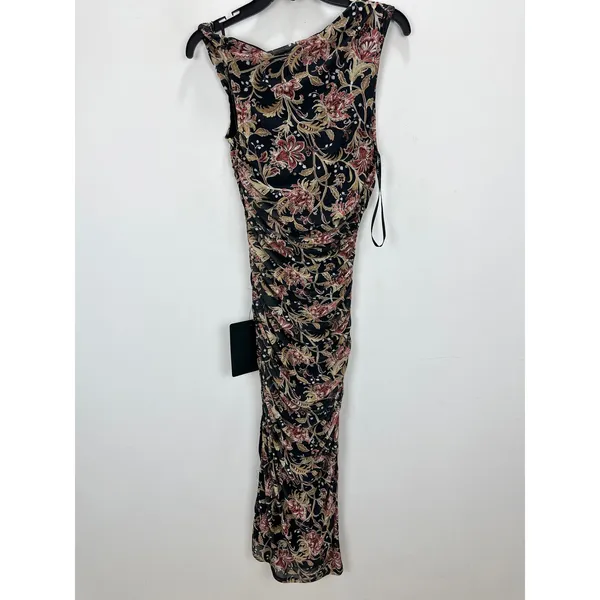 Lulus Mizela Black Floral Mesh One-Shoulder Midi Dress Party Stretchy Small NWT - Image 12