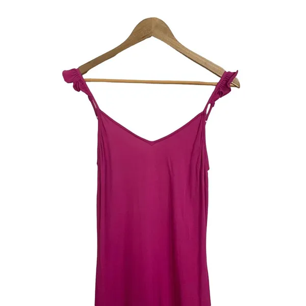Line & Dot Hot Pink Maxi Dress‎ Ruffle Size Small - Image 2