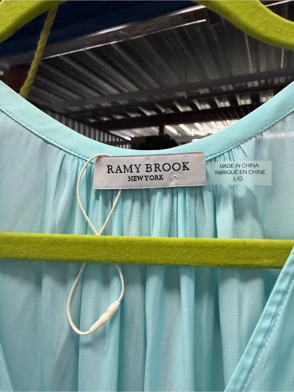 Ramy Brook Sleeveless Aqua Mini Dress with Ruffle Tier - Image 2