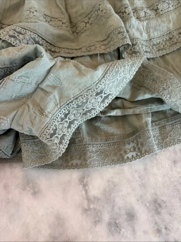 Altar'd State Sage Green Tiered Lace-Trim Mini Skirt (This is shorts!) - Image 4