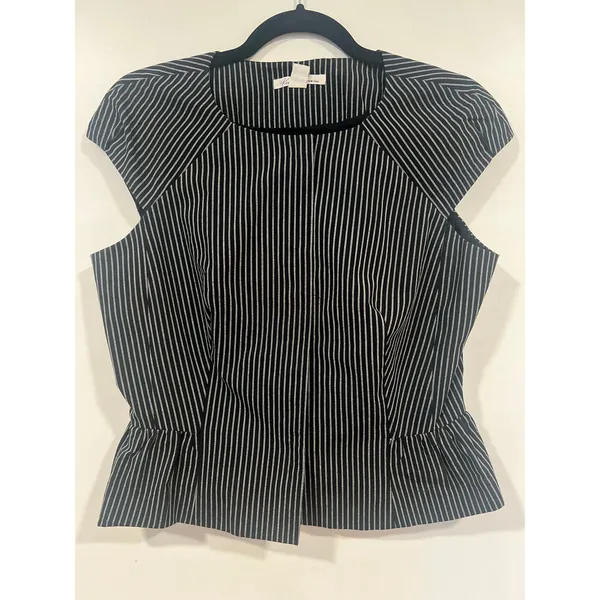 Kenneth Cole Pinstripe Structured Peplum Top 90s Minimalist 6 - Image 3