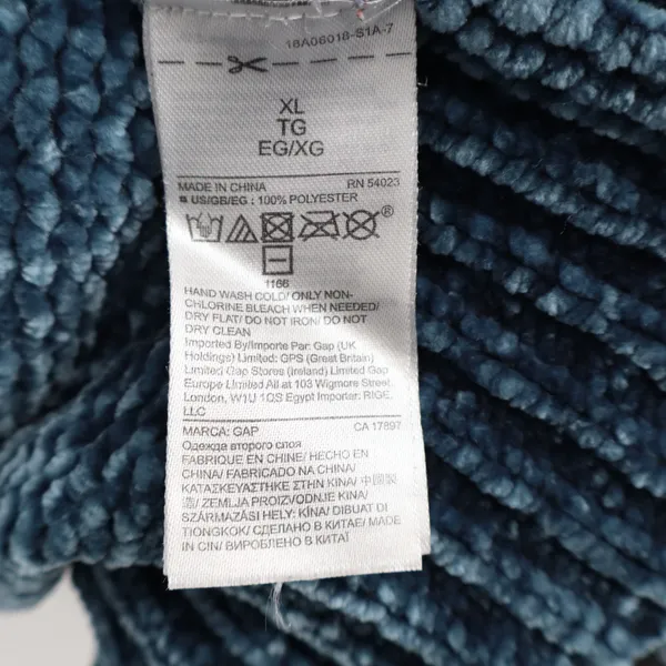 Gap Sweater Women XL Blue Velvet Chenille Long Sleeve Super Soft V-Neck Pullover - Image 3