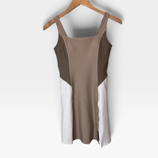 YPB Your Personal Best Women Brown Tan Colorblock Active Tennis Dress Small - Image 2