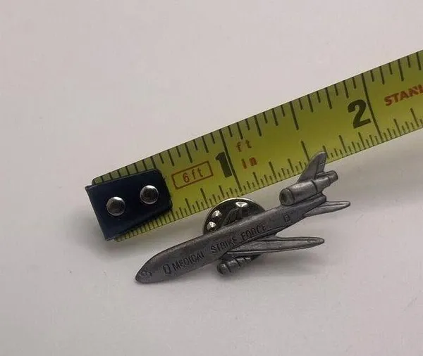 Medical Strike Force Jet Airplane Lapel Pin Pewter Tie Tack - Image 4