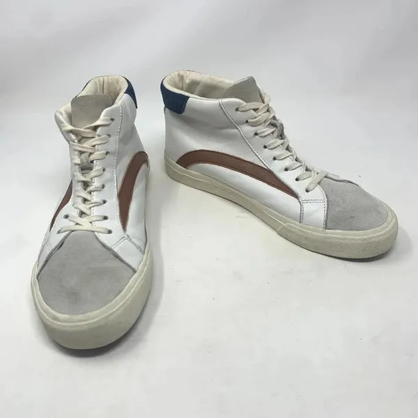 MADEWELL Sidewalk High-Top Sneakers Colorblock Leather White Brown Size‎ US 9 - Image 5