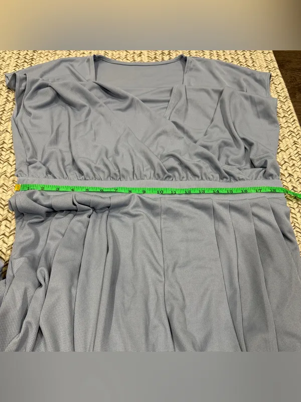 NWOT Halara Blue V Neck Short Sleeve Wide Leg Jumpsuit - Image 10